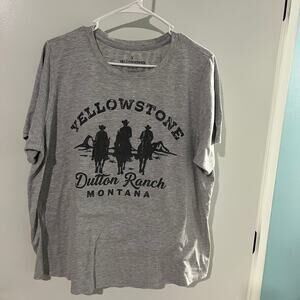 Yellowstone Dutton Ranch Heather Gray Womens 1X tshirt Montana